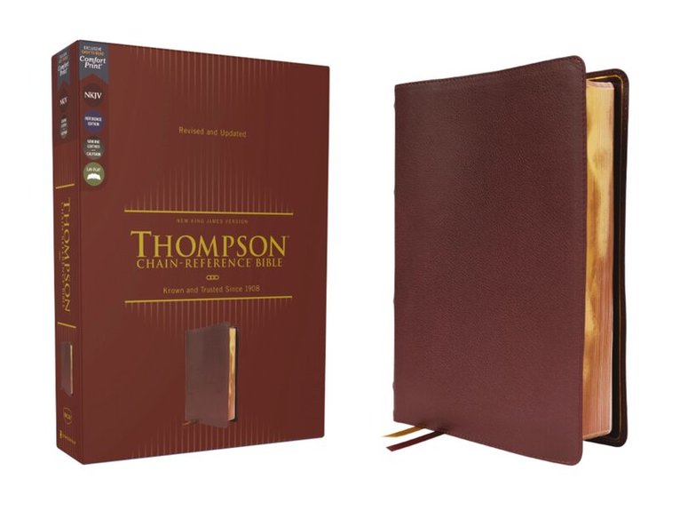 Zondervan, Frank Charles Thompson - NKJV, Thompson Chain-Reference Bible, Genuine Leather, Calfskin, Burgundy, Red Letter, Comfort Print, Inbunden. Tillgänglighet: Tillfälligt slut