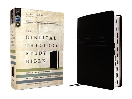 Zondervan Publishing, D. A. Carson - Niv, Biblical Theology Study Bible (Trace the Themes of Scripture), Leathersoft, Black, Thumb Indexed, Comfort Print: Follow God's Redemptive Plan as, Inbunden