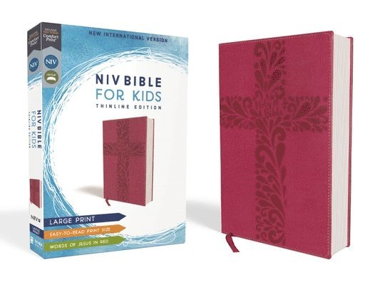 Zondervan - Niv, Bible for Kids, Large Print, Leathersoft, Pink, Red Letter, Comfort Print: Thinline Edition, Inbunden