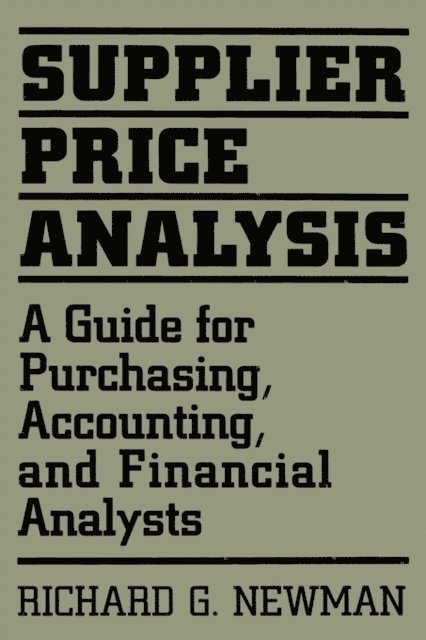 Richard Newman - Supplier Price Analysis, E-bok