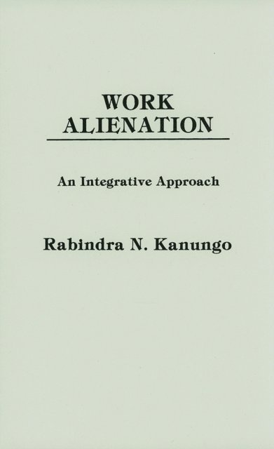 Rabindra Kanungo - Work Alienation, E-bok