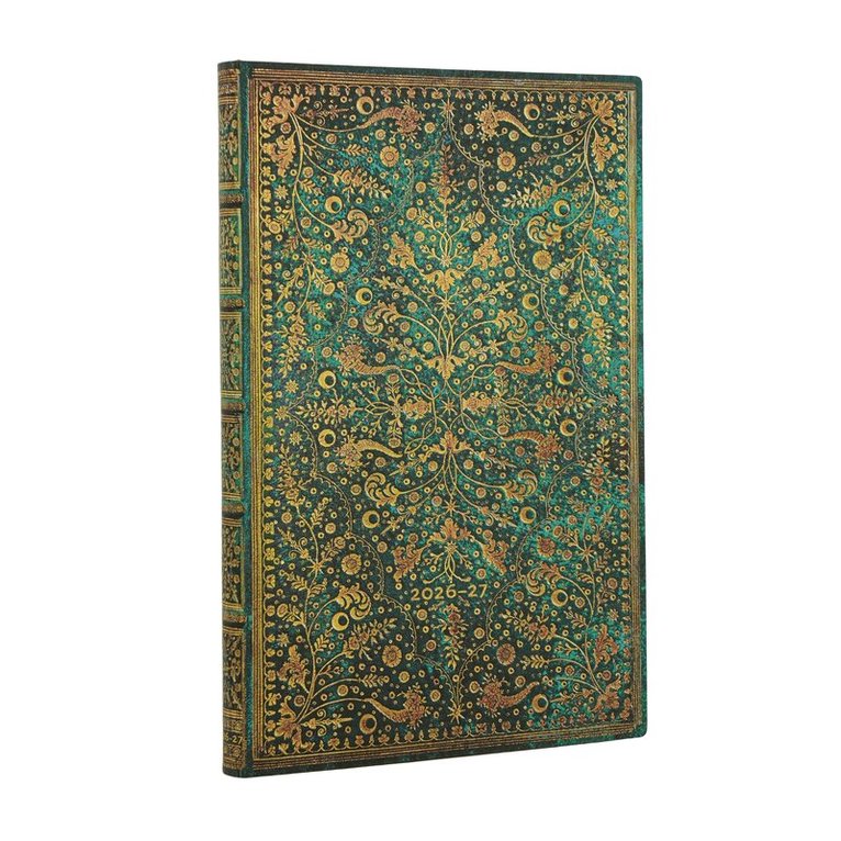 Paperblanks - Kalender 2026-2027 Emerald Flower, flexi,18-månaders, Maxi vertikal, Övrigt