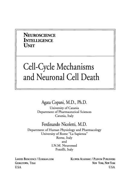 Ferdinando Nicoletti, Agata Copani - Cell-Cycle Mechanisms and Neuronal Cell Death, E-bok