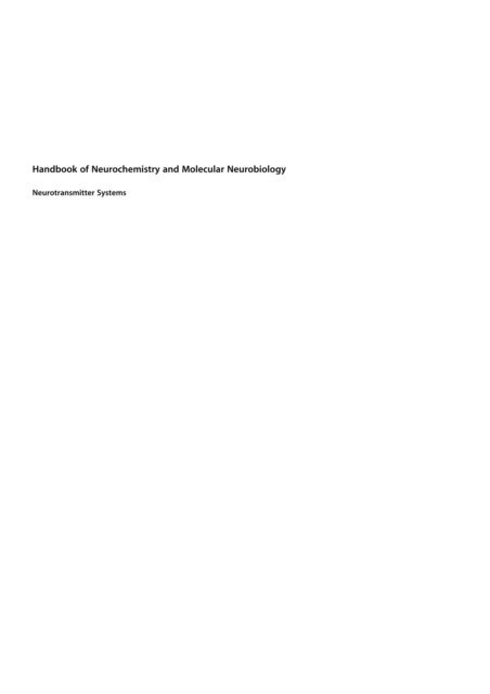 Sylvester E. Vizi, Abel Lajtha - Handbook of Neurochemistry and Molecular Neurobiology, E-bok