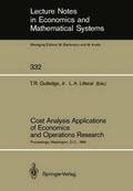 Cost Analysis Applications of Economics and Operations Research