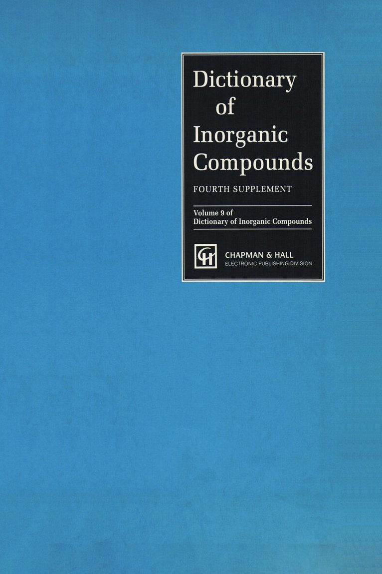Jane E. Macintyre - Dictionary of Inorganic Compounds, Supplement 4, Inbunden