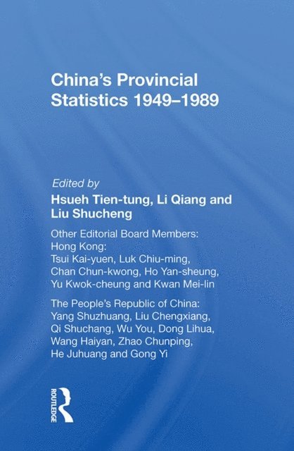 Tien-tung Hsueh - China's Provincial Statistics, 1949-1989, E-bok. Tillgänglighet: Lägg i varukorg