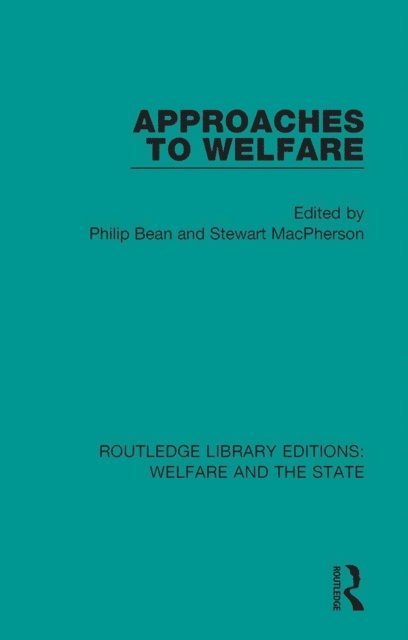 Stewart MacPherson, Philip Bean - Approaches to Welfare, E-bok