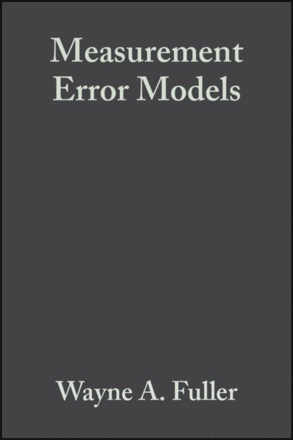 Wayne A. Fuller - Measurement Error Models, E-bok
