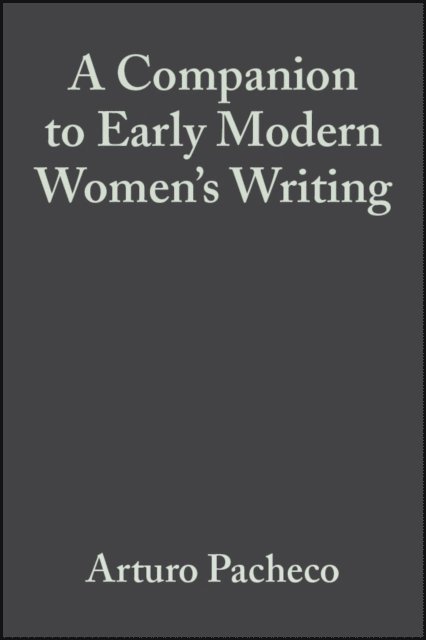 Anita Pacheco - Companion to Early Modern Women's Writing, E-bok