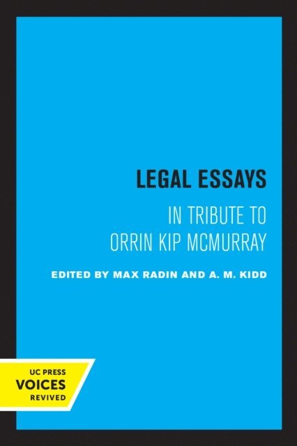 A.M. Kidd, Max Radin - Legal Essays, E-bok. Tillgänglighet: Lägg i varukorg