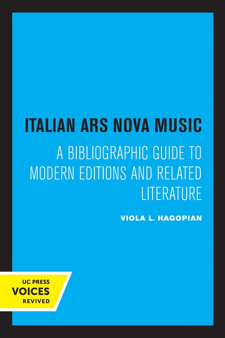 Viola L. Hagopian - Italian Ars Nova Music, Häftad. Tillgänglighet: Lägg i varukorg