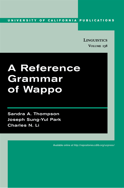 Charles N. Li, Joseph Sung-Yul Park, Sandra A. Thompson - Reference Grammar of Wappo, E-bok