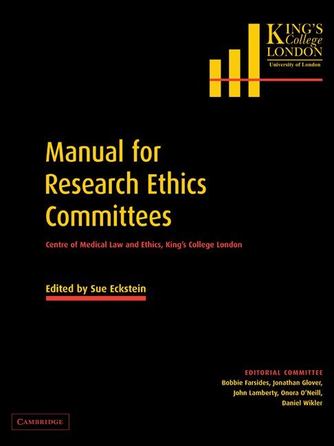 Sue Eckstein - Manual for Research Ethics Committees, Häftad