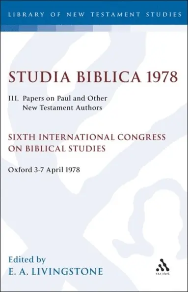E. A. Livingstone - Studia Biblica 1978. III, E-bok
