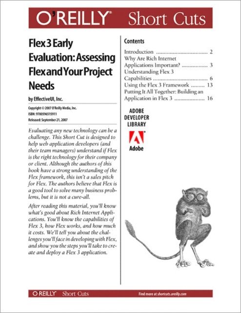Anthony Franco, The EffectiveUI Team - Flex 3 Early Evaluation: Assessing Flex and Your Project Needs, E-bok