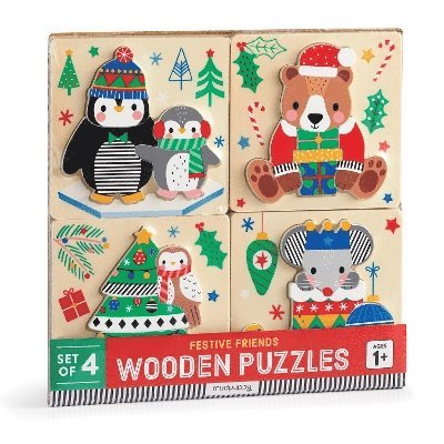Mudpuppy - Christmas Set of 4 Wood Puzzles, Övrigt