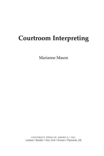 Marianne Mason - Courtroom Interpreting, E-bok