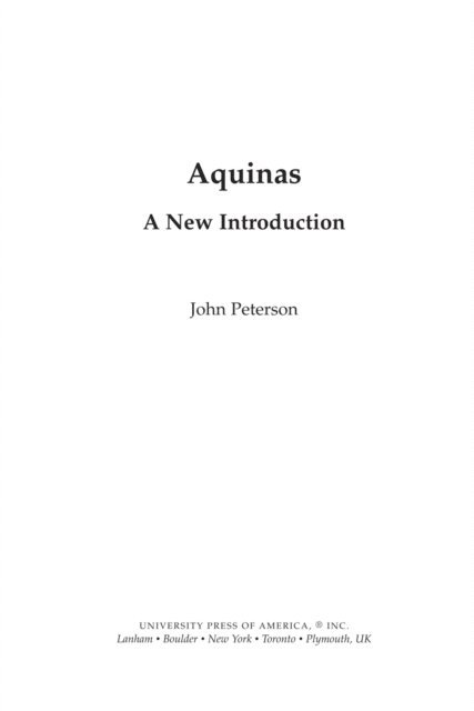 John Peterson - Aquinas, E-bok