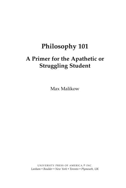 Max Malikow - Philosophy 101, E-bok
