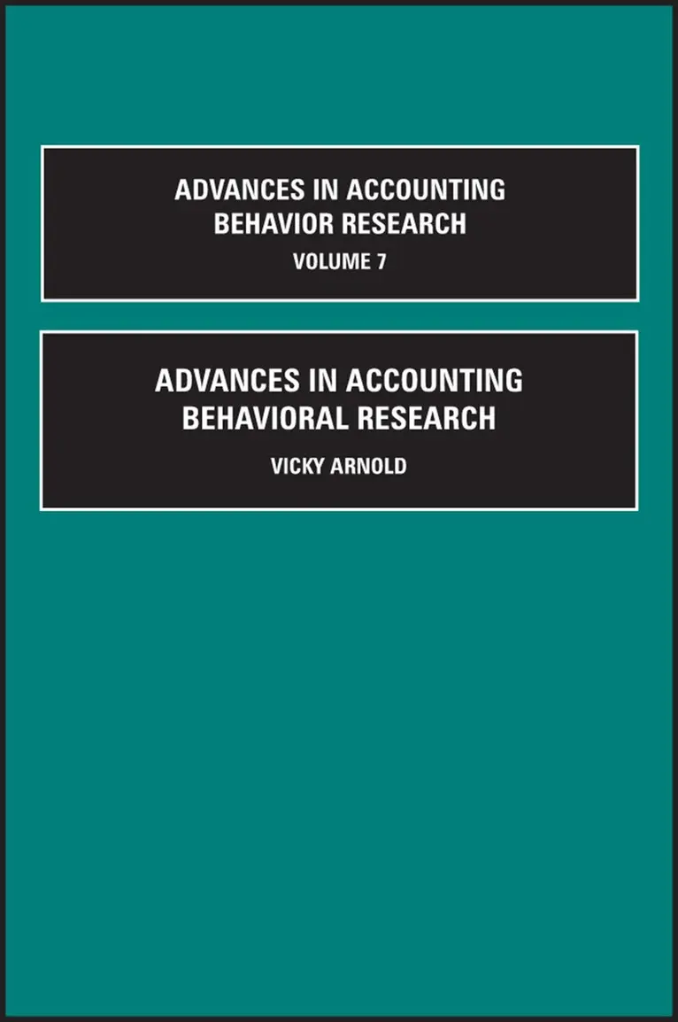 Vicky Arnold - Advances in Accounting Behavioral Research, Inbunden. Tillgänglighet: Lägg i varukorg