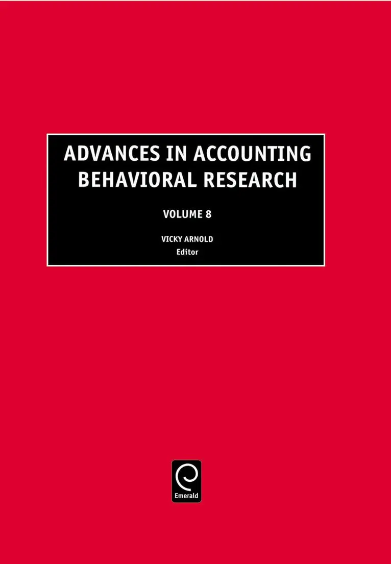 Vicky Arnold - Advances in Accounting Behavioral Research, Inbunden. Tillgänglighet: Lägg i varukorg