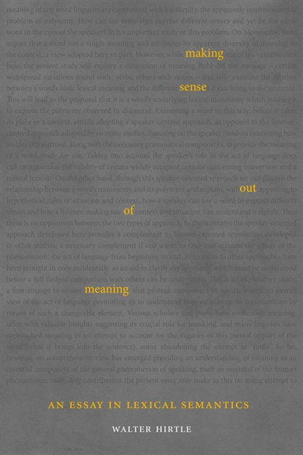 Walter Hirtle - Making Sense out of Meaning, E-bok. Tillgänglighet: Lägg i varukorg