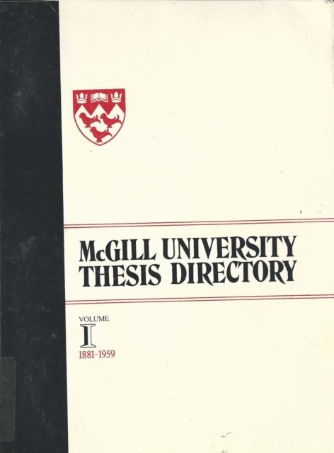 Elizabeth Sylvester, Frank Spitzer - McGill University Thesis Directory, E-bok