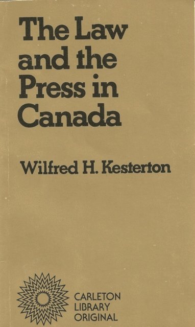 Law and the Press in Canada