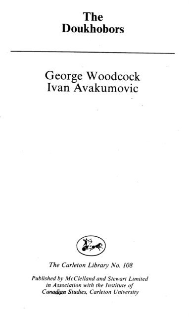 Ivan Avakumovic, George Woodcock - Doukhobors, E-bok