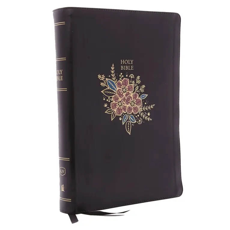 KJV Holy Bible: Super Giant Print with 43,000 Cross References, Deluxe Black Floral Leathersoft, Red Letter, Comfort Print (Thumb Indexed): King James Version