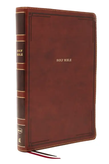 NKJV Holy Bible, Giant Print Thinline Bible, Brown Leathersoft, Red Letter, Comfort Print: New King James Version