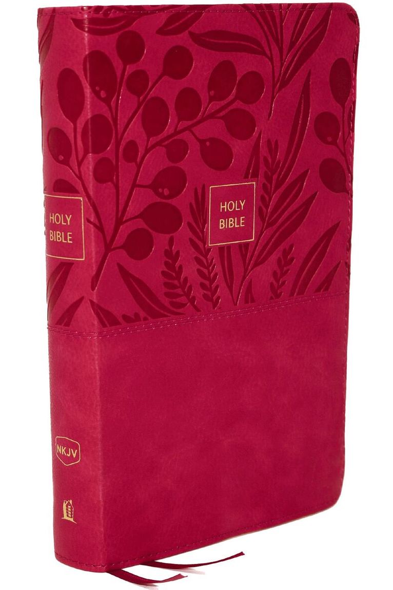 Thomas Nelson - NKJV, End-of-Verse Reference Bible, Personal Size Large Print, Leathersoft, Pink, Red Letter, Comfort Print, Inbunden