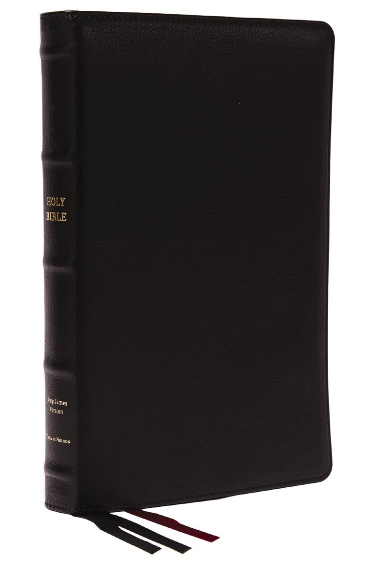 Thomas Nelson - KJV Holy Bible: Large Print Thinline, Black Goatskin Leather, Premier Collection, Red Letter, Comfort Print (Thumb Indexed): King James Version, Inbunden