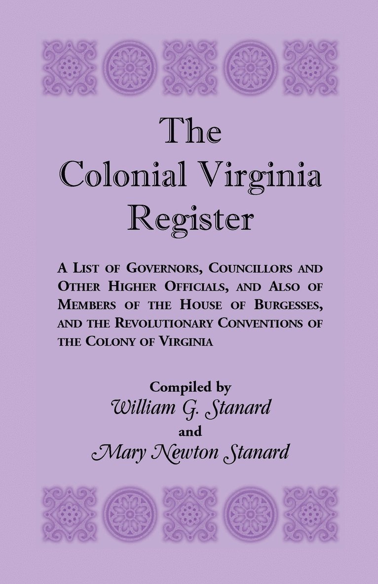 William G Stanard, Mary Newton Stanard - Colonial Virginia Register, Häftad