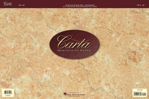 Carta Manuscript Paper No. 27 Professional Score Pad 16-Stave Music Notation Book with 40 Sheets Ideal for Composers Arrangers and Students Includes O, Häftad