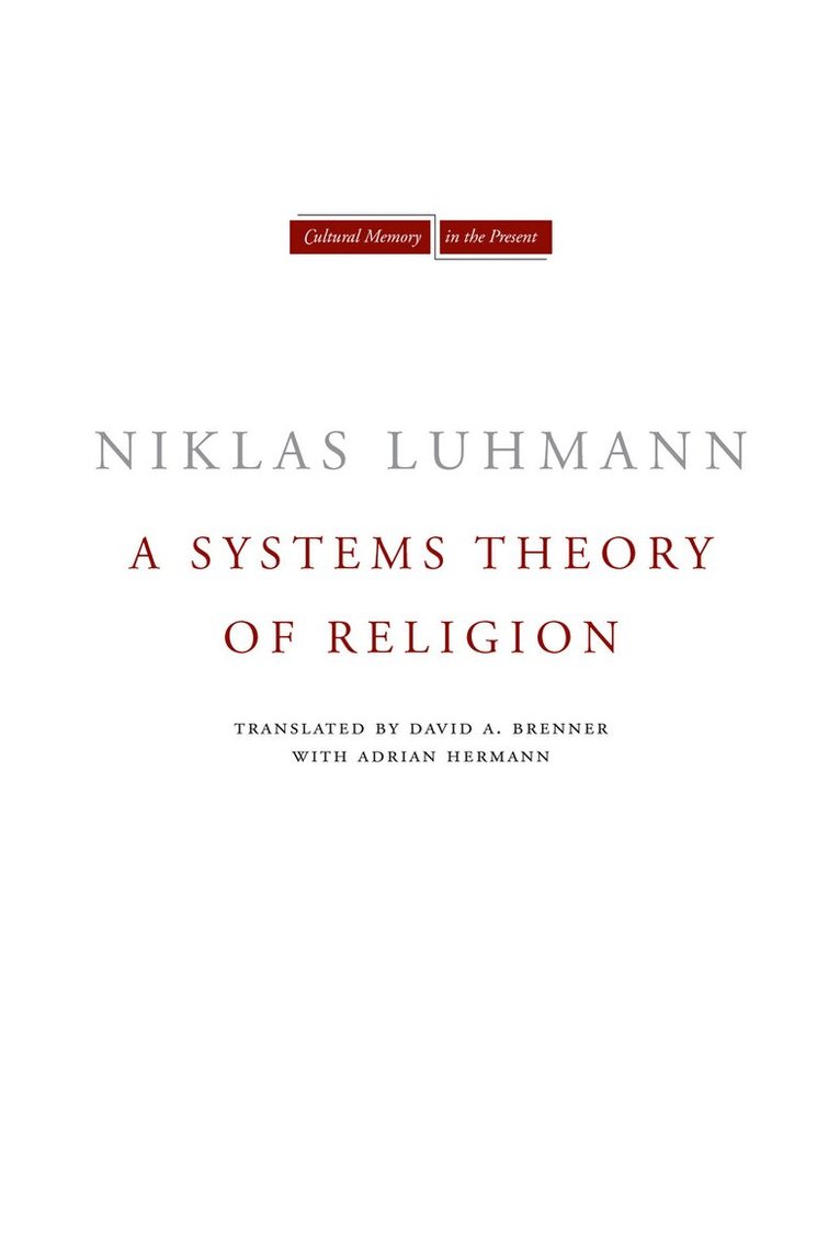Niklas Luhmann, André Kieserling - Systems Theory of Religion, E-bok