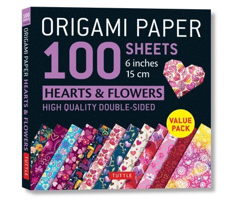 Tuttle Studio - Origami Paper 100 sheets Hearts & Flowers 6" (15 cm), Häftad