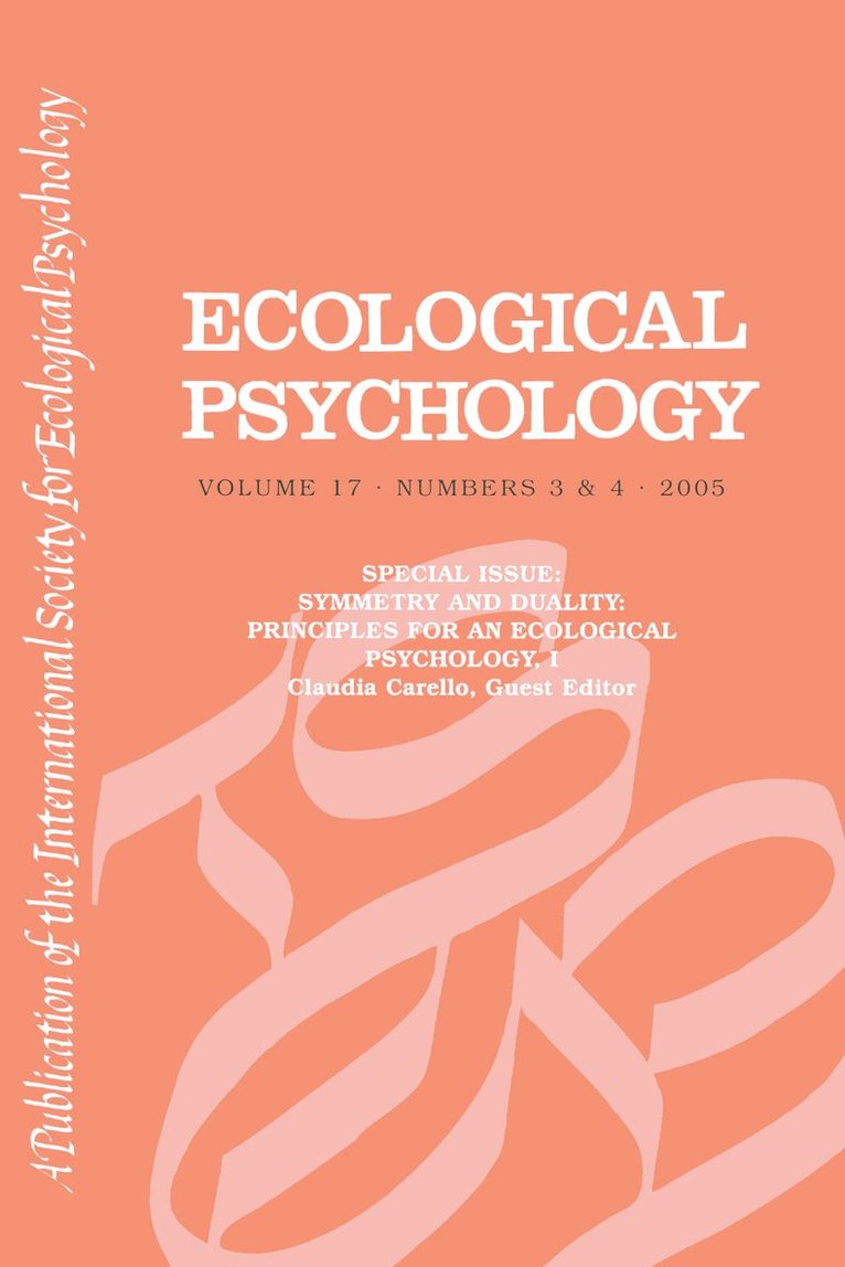 William M. Mace - Symmetry And Duality Eco V17#3&4, Häftad