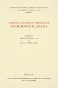 Hispanic Studies in Honor of Nicholson B. Adams