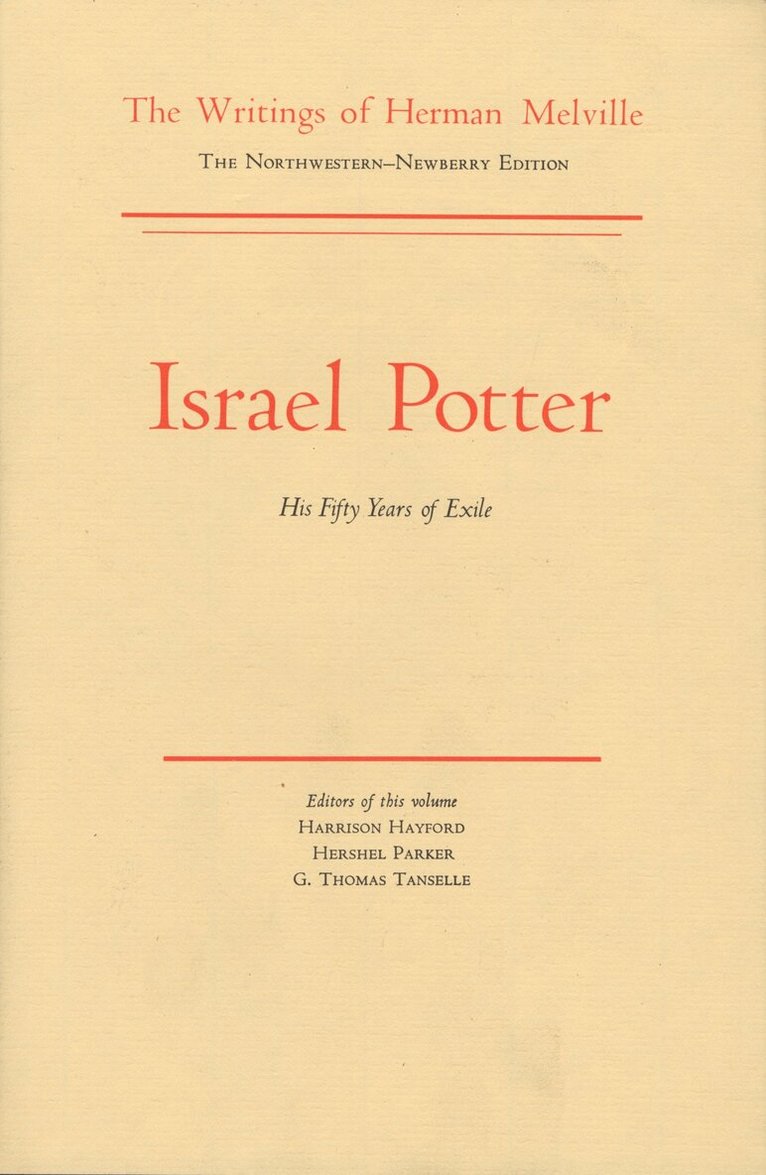 Melville, Harrison Hayford - Israel Potter, Inbunden. Tillgänglighet: Tillfälligt slut
