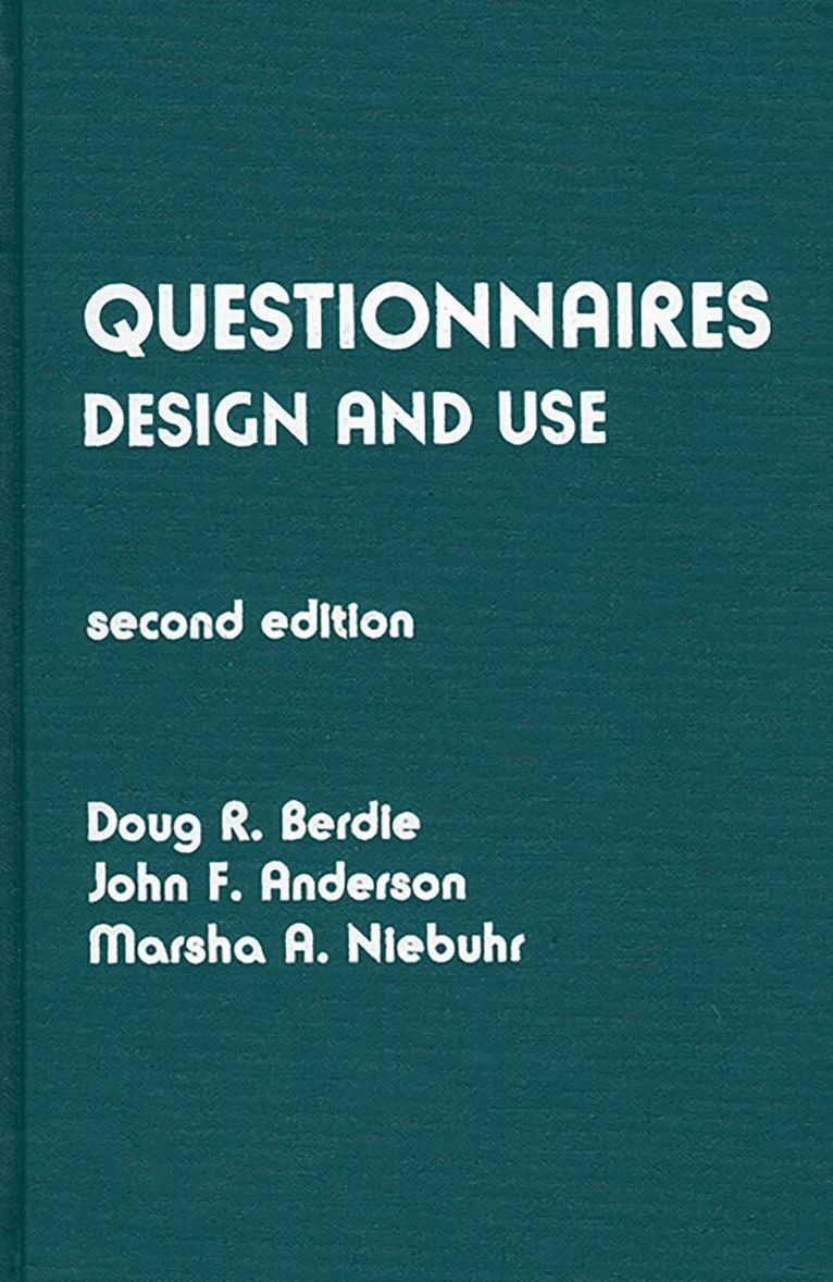 Douglas R. Berdie, John F. Anderson, Marsha A. Niebuhr - Questionnaires, Inbunden