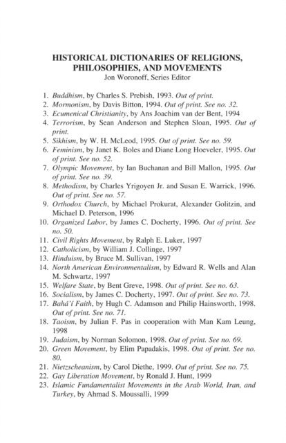William Kostlevy - Historical Dictionary of the Holiness Movement, E-bok
