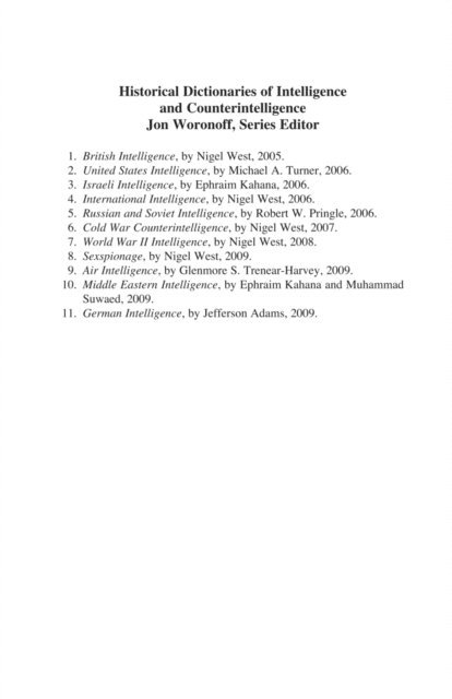 Jefferson Adams - Historical Dictionary of German Intelligence, E-bok