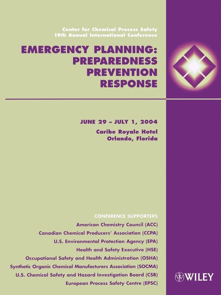 CCPS (Center for Chemical Process Safety) - Emergency Planning, Häftad