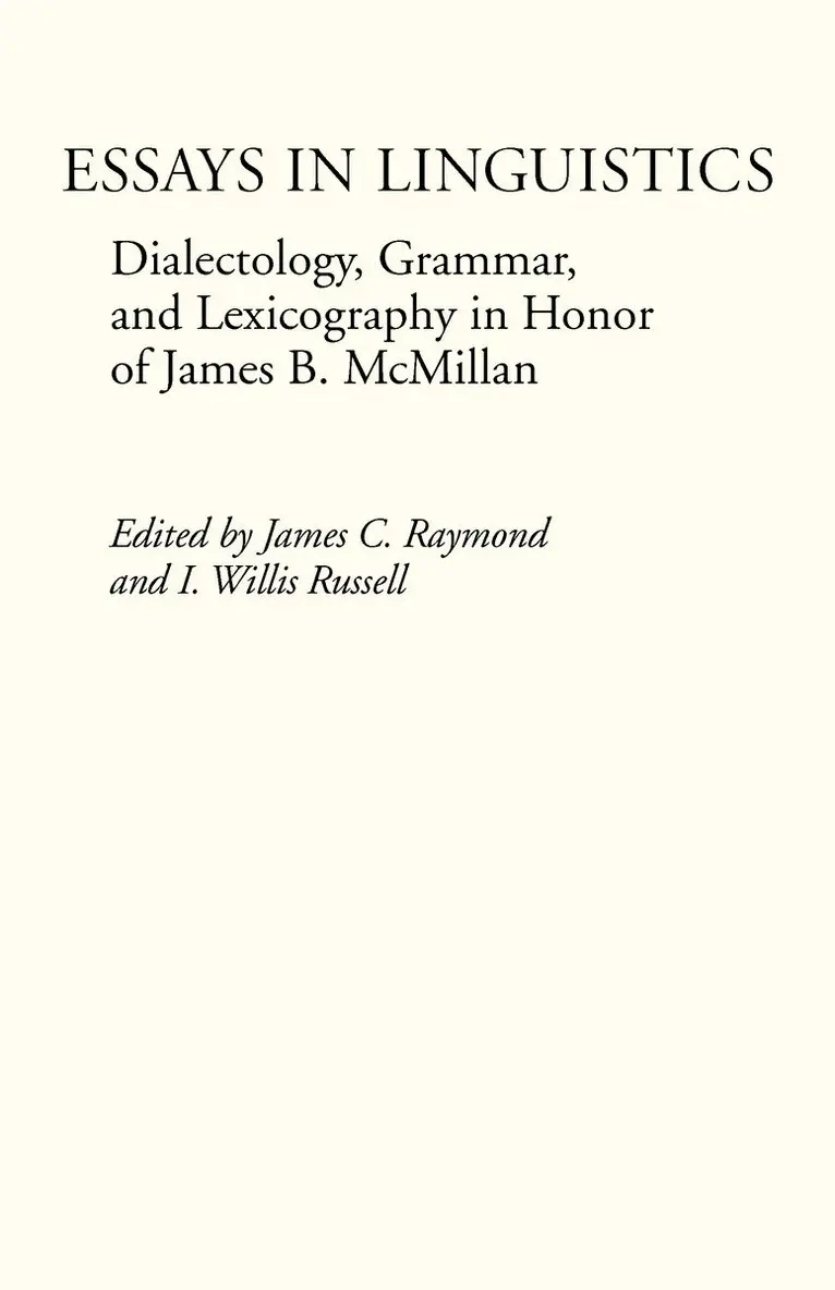 James Raymond, I. Russell - Essays in Linguistics, Häftad. Tillgänglighet: Tillfälligt slut