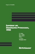 Seminar on Stochastic Processes, 1988