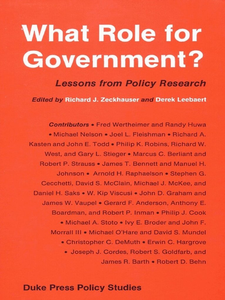 Richard J. Zeckhauser, Derek Leebaert - What Role for Government?, Inbunden. Tillgänglighet: Tillfälligt slut