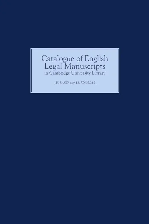 J.S. Ringrose, J.H. Baker - Catalogue of English Legal Manuscripts in Cambridge University Library, Inbunden. Tillgänglighet: Lägg i varukorg