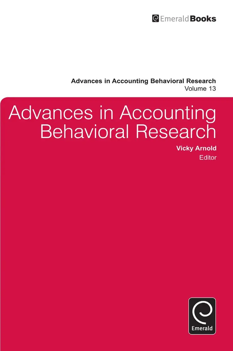 Vicky Arnold - Advances in Accounting Behavioral Research, Inbunden. Tillgänglighet: Lägg i varukorg